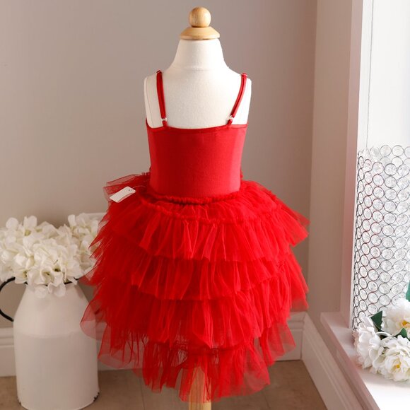 Tutu Du Monde Red Tutu Tulle Dress Silver Sequins Special Occasion Portrait - Picture 6 of 6